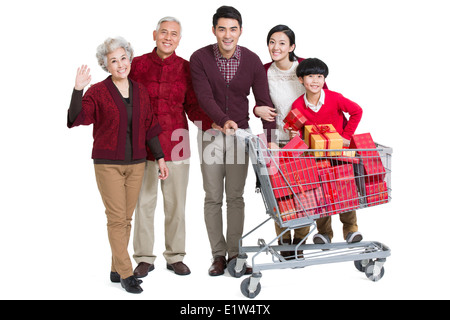 La famiglia felice shopping Foto Stock