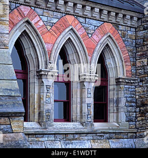 La biblioteca del parlamento, finestra dettaglio, gli edifici del Parlamento europeo, Ottawa, Ontario, Canada Foto Stock