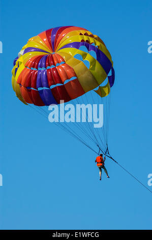 Un turista parasailing al largo di Nha Trang nella Repubblica socialista del Vietnam. Nessun modello di rilascio Foto Stock