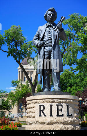 Louis Riel statua in Manitoba Legislative Building motivi, Winnipeg, Manitoba, Canada Foto Stock