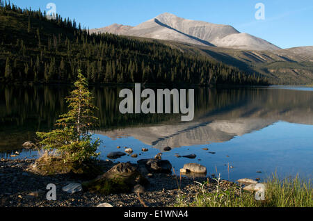 Scena di Vertice Lago, Stone Mountain Provincial Park, BC, Canada, lungo l'autostrada Alaska Foto Stock