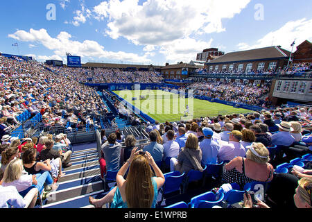 Londra, Regno Unito. Decimo Giugno, 2014. Kevin Londra, Regno Unito. Decimo Giugno, 2014. Spettatore guarda Kevin Anderson di Sud Africa versusDaniel Evans del Regno Unito durante gli uomini a Aegon i campionati di tennis torneo tenutasi presso il Queens Club. Credit: Azione Plus immagini di sport/Alamy Live News Foto Stock