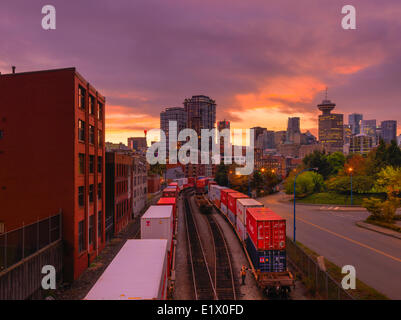 Treno cantiere, Vancouver, British Columbia, Canada Foto Stock