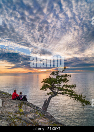 Tramonto al punto di ginepro, Lighthouse Park, West Vancouver. M.R. Foto Stock