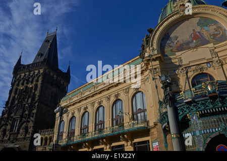 Casa Municipale, Obecni dum, Prikopy, Old Town (UNESCO), Praga Repubblica Ceca Foto Stock