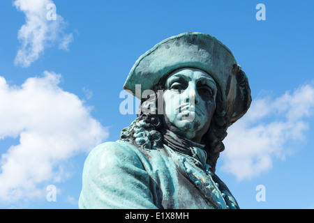 Ritratto della statua del re Karl xi in Karlskrona, Svezia Foto Stock