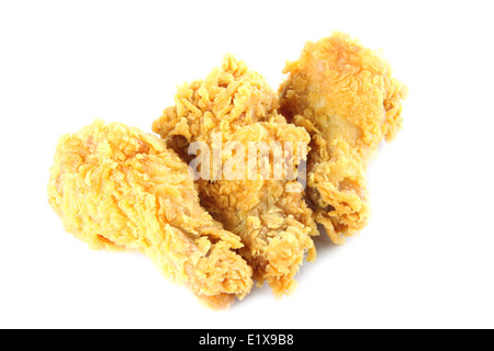 Pollo fritto di isolati su sfondo bianco. Foto Stock