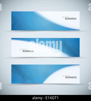 Tre blu astratto business banner di intestazione vettore Illustrazione Vettoriale