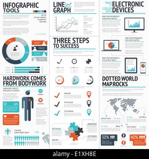 Grande set colorato di infografico elementi aziendali nel vettore Illustrazione Vettoriale