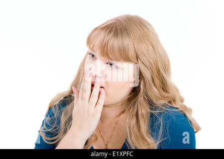 La paura di giovane donna Foto Stock