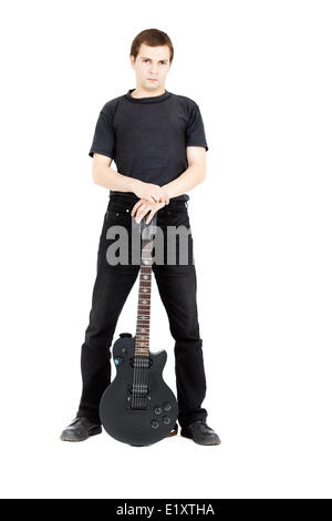 Musicista Rock su sfondo bianco Foto Stock