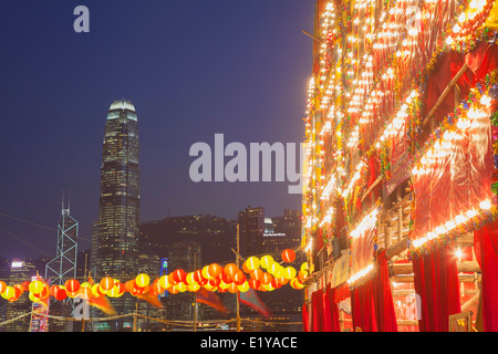 West Kowloon teatro di bambù al crepuscolo, Kowloon, Hong Kong Foto Stock