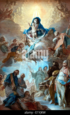 Vergine col Bambino in gloria e Santi di Pietro Bardelinno 1728-1810 Spagna - Spagnolo Foto Stock