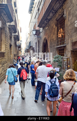 Montcada street. Coda per entrare al museo di Picasso. Barcellona, in Catalogna, Spagna. Foto Stock