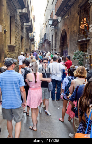 Montcada street. Coda per entrare al museo di Picasso. Barcellona, in Catalogna, Spagna. Foto Stock