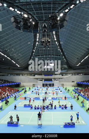 Tokyo Metropolitan Gymnasium, Tokyo, Giappone. 11 Giugno, 2014. Tokyo Metropolitan Gymnasium, 11 Giugno 2014 - Badminton : Overgrip Yonex Open Giappone 2014 presso il Tokyo Metropolitan Gymnasium, Tokyo, Giappone. Credito: SHINGO ITO AFLO/sport/Alamy Live News Foto Stock