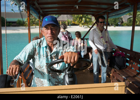 Aitutaki. Isole Cook. Polinesia. Oceano Pacifico del sud. Trnasfer ad Aitutaki Lagoon Resort & Spa Hotel. Proprio accanto al Activiti Foto Stock