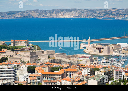 Vista aerea sul Bas Fort Saint Nicolas a Marsiglia, Francia Foto Stock