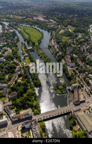 Vista aerea, la zona della Ruhr, Ruhrtal, Valle della Ruhr, Mülheim an der Ruhr, la zona della Ruhr, Nord Reno-Westfalia, Germania Foto Stock