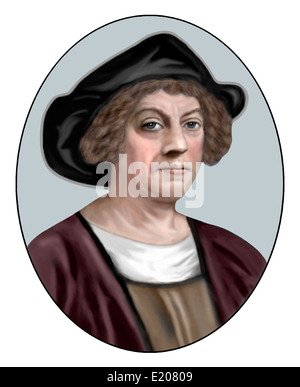 Christopher Columbus; 1451 1506; Italiano Explorer navigatore; illustrazione Foto Stock