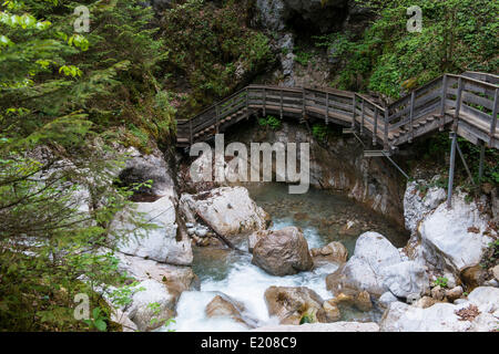 Il Boardwalk in Seisenbergklamm, Weissbach, Saalach, Lofer, Zell am See District, Salisburgo, Austria Foto Stock