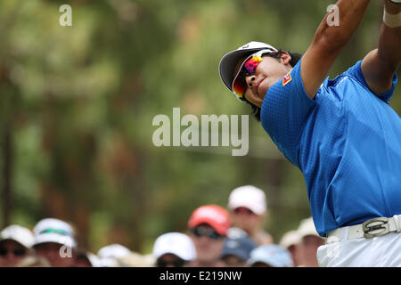 Pinehurst, North Carolina, Stati Uniti d'America. 12 Giugno, 2014. Hideki Matsuyama (JPN), U.S. Open golf championship primo round 8 foro al Pinehurst, North Carolina, Stati Uniti. Credito: Koji Aoki AFLO/sport/Alamy Live News Foto Stock