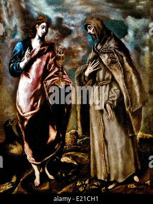 San Giovanni Evangelista un San Francesco 1600 Officina di El Greco Spagna - Spagnolo Foto Stock