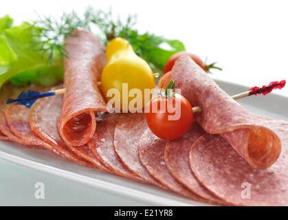 Salame affettato Foto Stock