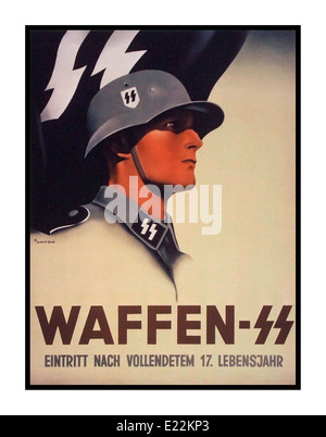 POSTER DI PROPAGANDA DELLE WAFFEN SS del 1940 poster di reclutamento di propaganda in tempo di guerra tedesca per l'artista nazista delle Waffen SS ANTON Foto Stock