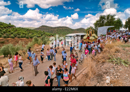 Pellegrinaggio Virgen de la Fuensanta, l'itinerario turistico dei banditi, Corcoya, provincia di Siviglia, regione Andalusia, Spagna, Europa Foto Stock