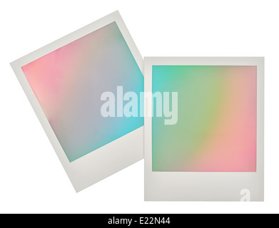 Instant photo frame con colori pastello e background. stile retrò design per la tua immagine Foto Stock