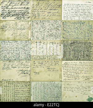 Cartoline antiche. vecchi manoscritti testi indefinito da ca. 1900. in stile vintage tonica e una trama foto Foto Stock