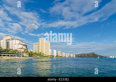 Viste della fodera Hotel Waikiki Beach in Hawaii Foto Stock