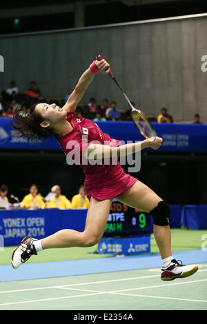 Tokyo Metropolitan Gymnasium, Tokyo, Giappone. 11 Giugno, 2014. Sayaka Sato (JPN), 11 Giugno 2014 - Badminton : Overgrip Yonex Open Giappone 2014 Donne Singoli presso il Tokyo Metropolitan Gymnasium, Tokyo, Giappone. © SHINGO ITO AFLO/sport/Alamy Live News Foto Stock