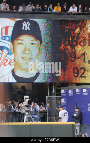 Seattle, Washington, Stati Uniti d'America. 11 Giugno, 2014. Masahiro Tanaka (Yankees) MLB : Masahiro Tanaka dei New York Yankees durante il Major League Baseball gioco contro i Seattle Mariners al Safeco Field di Seattle, Washington, Stati Uniti . © AFLO/Alamy Live News Foto Stock