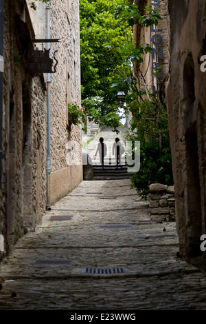 Strada tipica vista in Bonnieux, Provenza, Francia Foto Stock