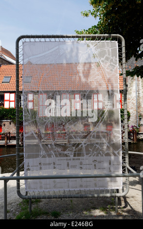 Una mappa di Bruges fatto in pizzo Foto Stock