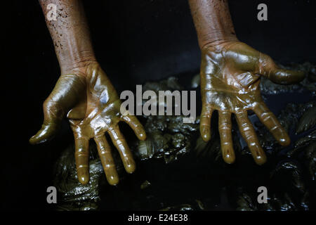 Il souk di Marrakech. Dyer distretto. Foto Stock