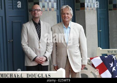 Noi attore Michael Douglas in spiaggia spogliatoio dedicato a lui sulla Promenade des Planches barenatura della Deauville noi Film Festival con: Michael Douglas dove: Deauville quando: 31 Ago 2013 Foto Stock