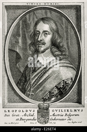 Arciduca Leopoldo Guglielmo d'Austria (1614-1662). Austriaca comandante militare. Ritratto. Incisione. Foto Stock