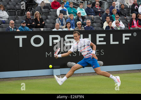 Vasek Pospisil (CAN) in azione al ATP Topshelf Open Tennis campionati a Autotron, Rosmalen, 's-Hertogenbosch, Paesi Bassi. Credito: Gruffydd Thomas/Alamy Live News Foto Stock
