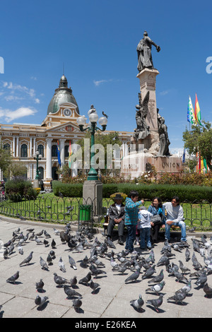 Plaza Murillo e Congresso Nazionale edificio. La Paz. Bolivia Foto Stock