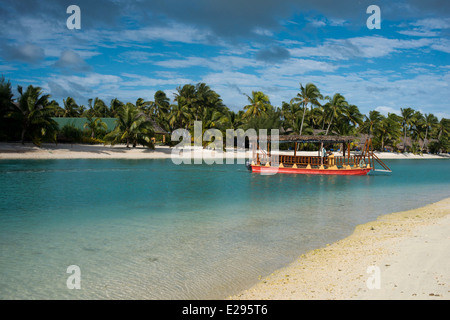 Aitutaki. Isole Cook. Polinesia. Oceano Pacifico del sud. Trnasfer ad Aitutaki Lagoon Resort & Spa Hotel. Proprio accanto al Activiti Foto Stock