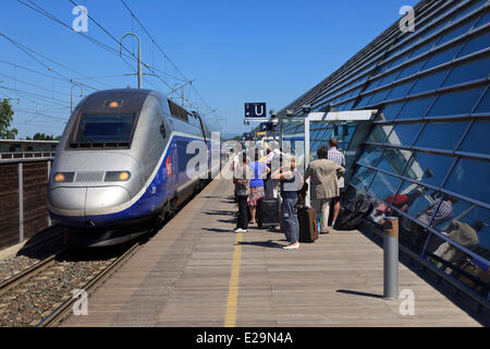 Francia, Vaucluse, Avignon TGV stazione ferroviaria dagli architetti Jean Marie Duthilleul e Jean Francois Blassel Foto Stock