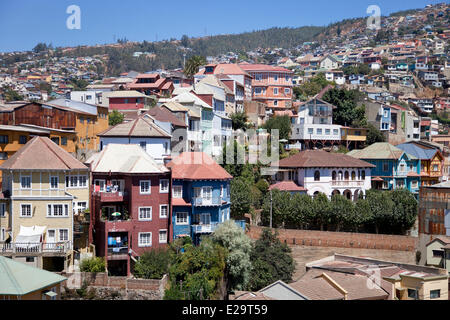 Il Cile, regione di Valparaiso, Valparaiso, centro storico elencati come patrimonio mondiale dall' UNESCO Foto Stock