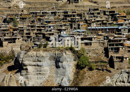 Il Nepal, Annapurna Trek, Gandaki Zona, Manang, vista generale Foto Stock