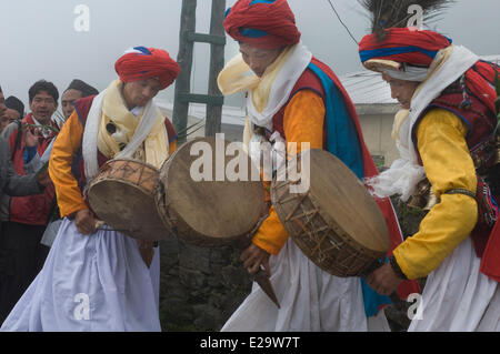 Il Nepal, zona di Bagmati, Langtang Lirung Mountain Range, Trisuli valley, sincretiche pellegrinaggio di Gosainkund, miscelazione Chamanism, Foto Stock