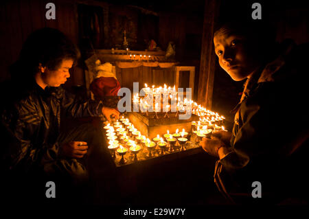 Il Nepal, zona di Bagmati, Distretto Rasuwa, Trisuli Valley, Gatlang, Tamang Heritage Trail, cerimonia funebre Foto Stock