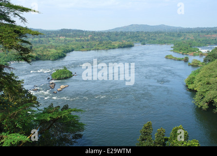 Vista aerea intorno alle cascate Bujagali in Uganda (Africa) Foto Stock