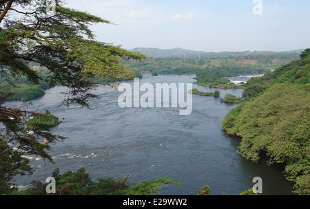 Vista aerea intorno alle cascate Bujagali in Uganda (Africa) Foto Stock